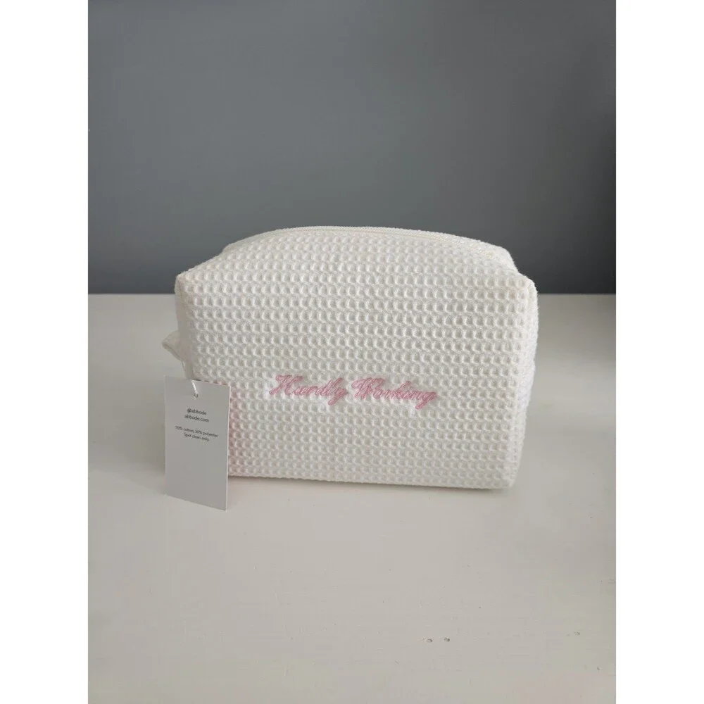 Abbode White Waffle Cosmetic Bag 